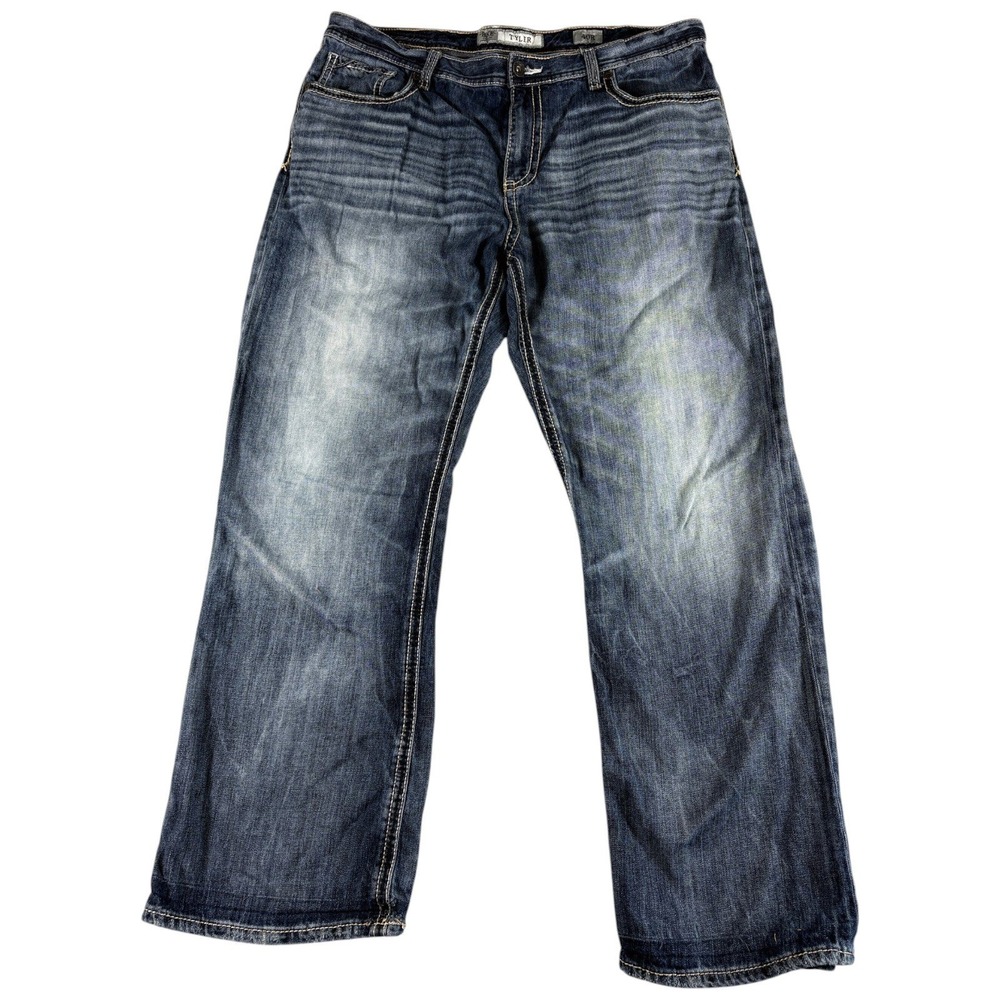 BKE Tyler Jeans Mens 40R Blue Washed Vintage Relaxed Straight Denim Western Y2K